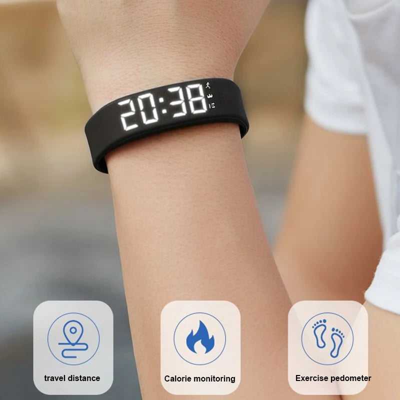 Smart Bracelet LED Digital Vibration Alarm Wrist Waterproof Smart Clock Smartband With Running Pedometer Monitor Smart Band