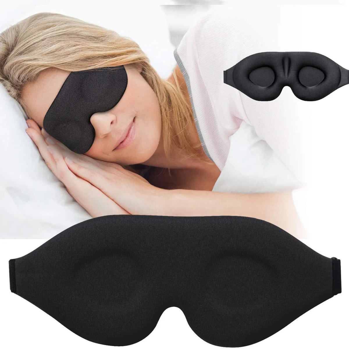 Breathable 3D Sleep Mask – Adjustable, Light-Blocking, Unisex