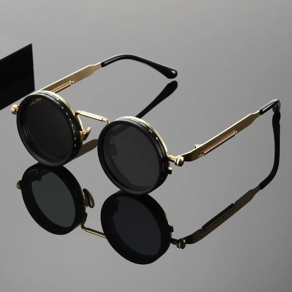 ND9 Anti-UV Sunglasses 9 Level Dimming Retro Adjustable Dimming Sunglasses with Glasse Case Round Fishing Sunglasses Fishing