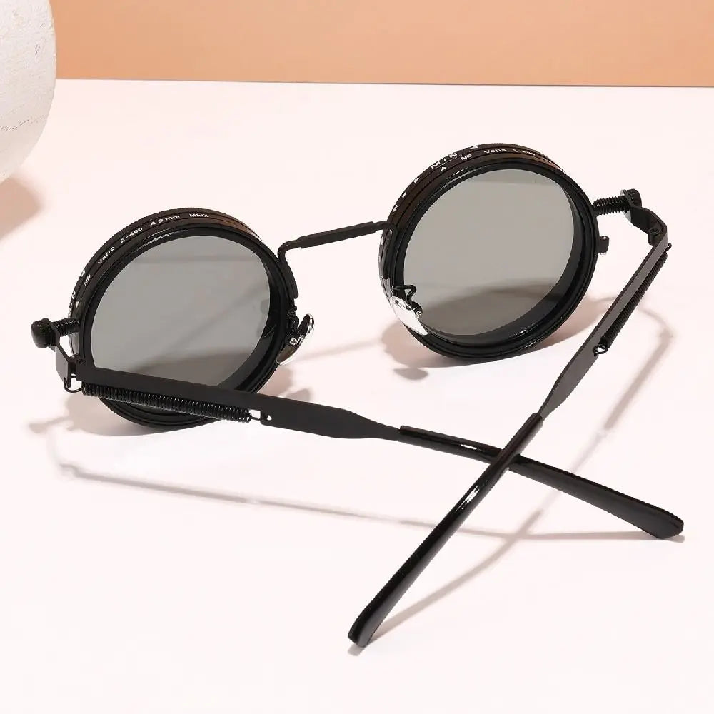 ND9 Anti-UV Sunglasses 9 Level Dimming Retro Adjustable Dimming Sunglasses with Glasse Case Round Fishing Sunglasses Fishing