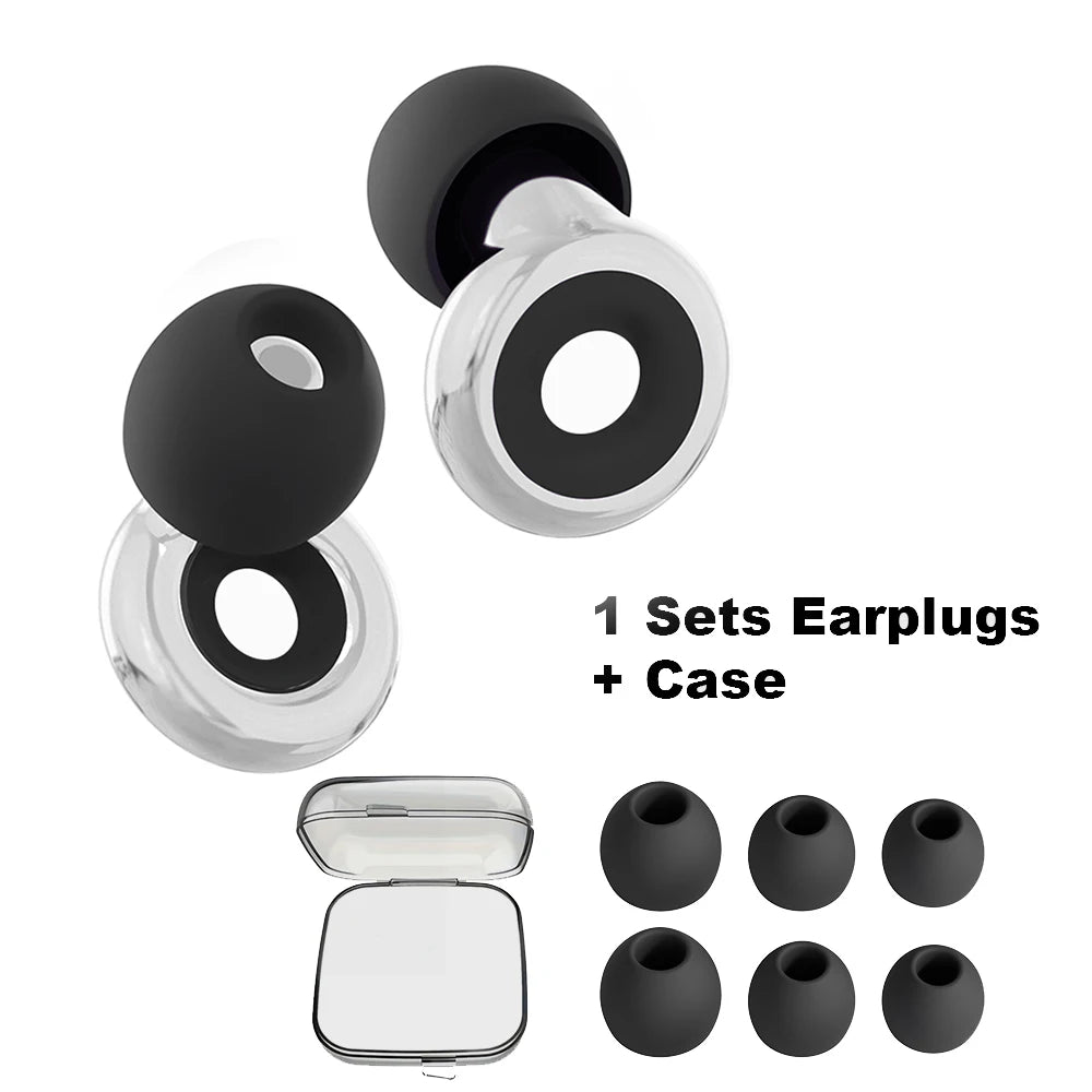 Triple-Layer Silicone Noise-Reducing Earplugs with Storage Box
