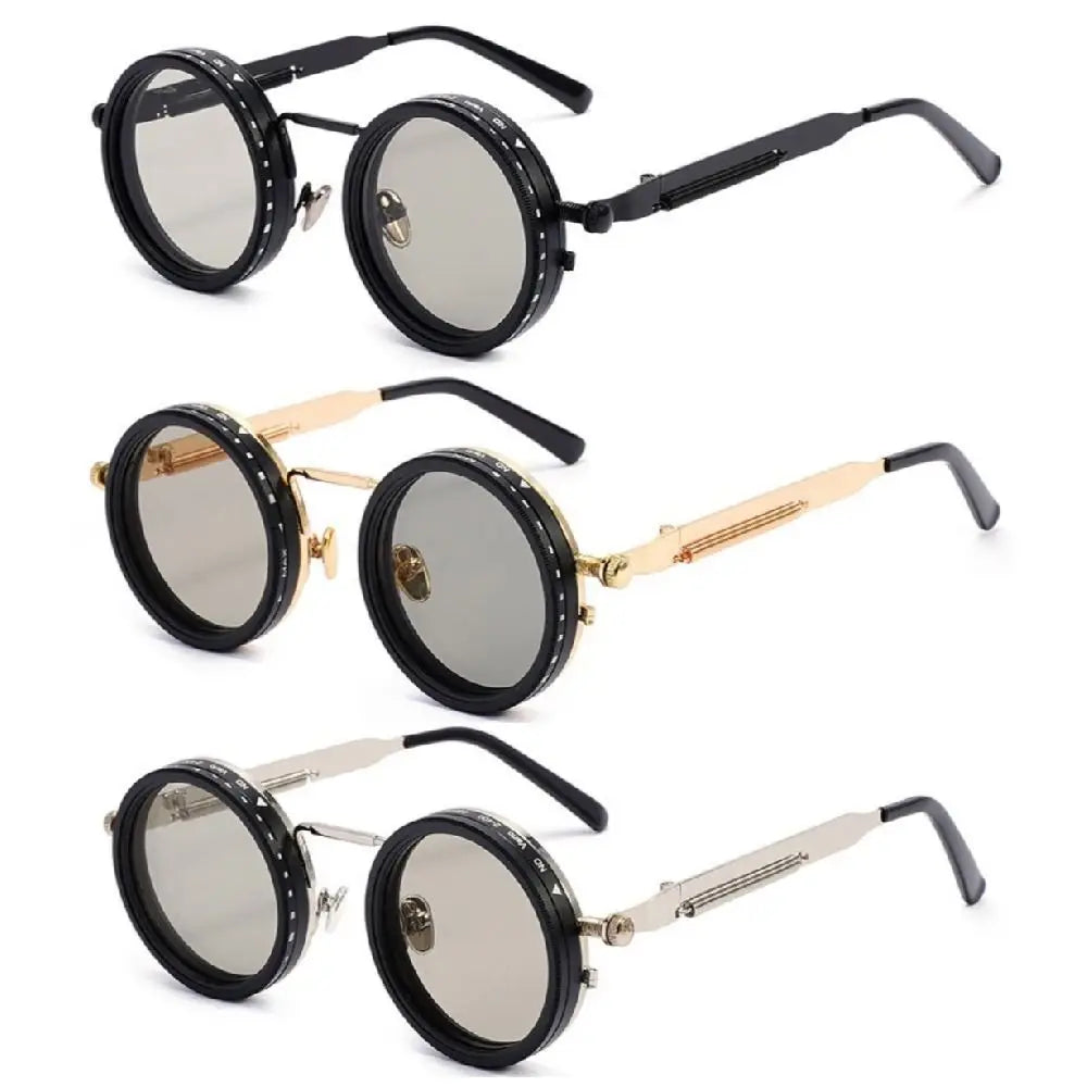ND9 Anti-UV Sunglasses 9 Level Dimming Retro Adjustable Dimming Sunglasses with Glasse Case Round Fishing Sunglasses Fishing