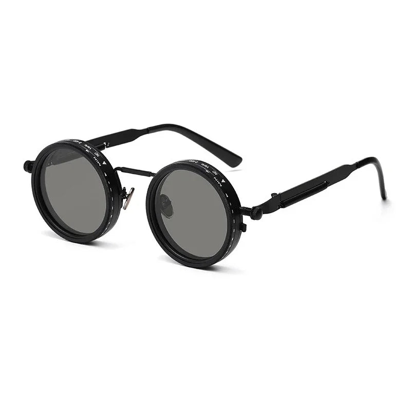 Adjustable Tint Polarized Sunglasses – 9-Level Dimming, UV400, Retro Round Frame
