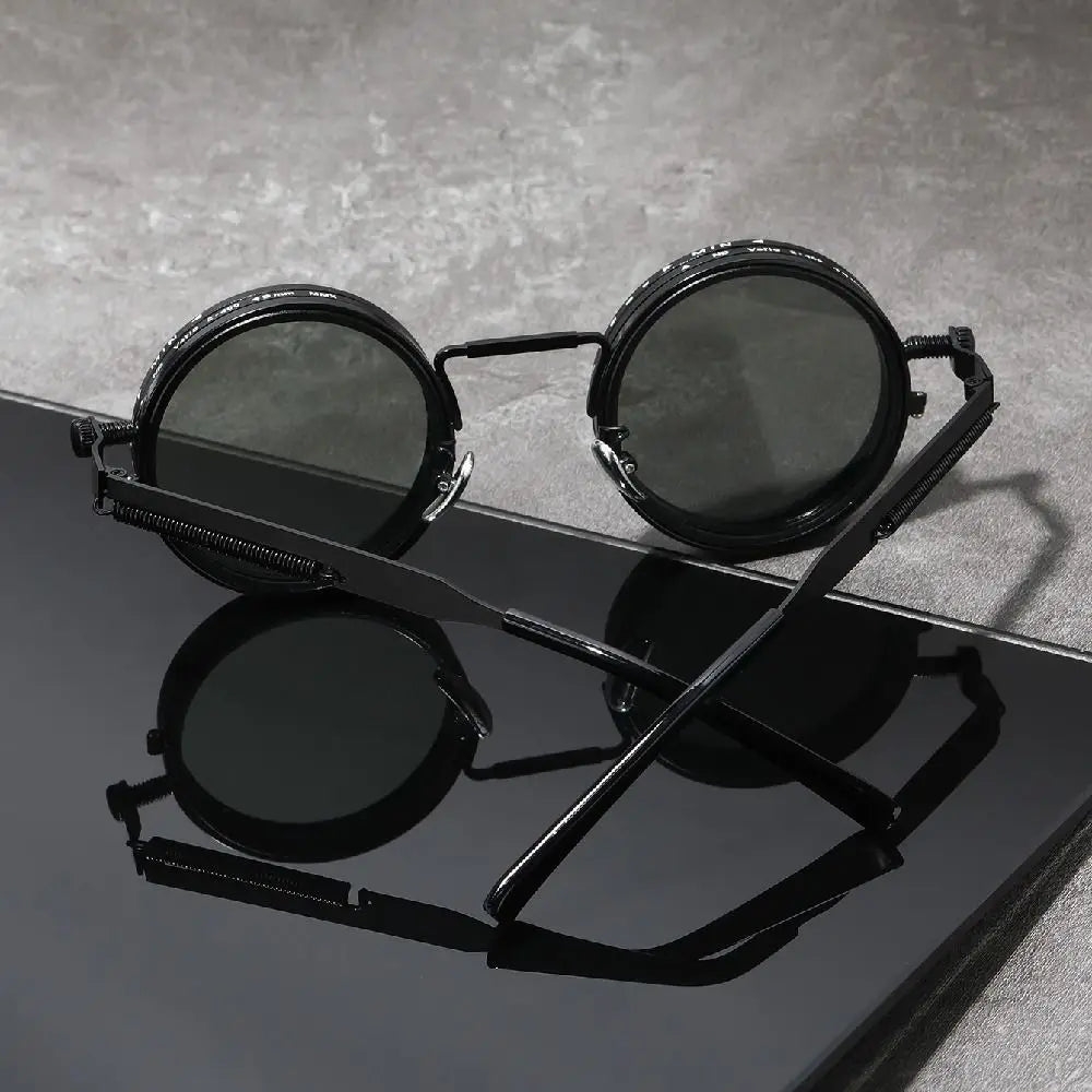 ND9 Anti-UV Sunglasses 9 Level Dimming Retro Adjustable Dimming Sunglasses with Glasse Case Round Fishing Sunglasses Fishing
