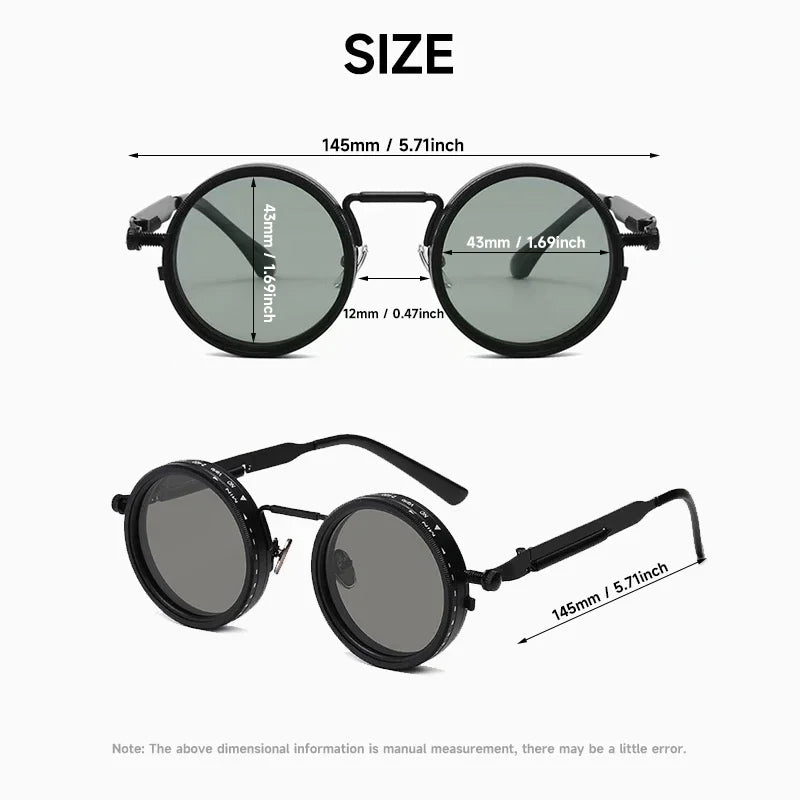 Adjustable Tint Polarized Sunglasses – 9-Level Dimming, UV400, Retro Round Frame