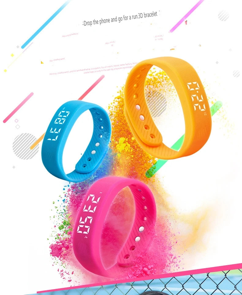 Smart Bracelet LED Digital Vibration Alarm Wrist Waterproof Smart Clock Smartband With Running Pedometer Monitor Smart Band