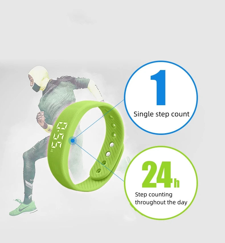 Smart Bracelet LED Digital Vibration Alarm Wrist Waterproof Smart Clock Smartband With Running Pedometer Monitor Smart Band